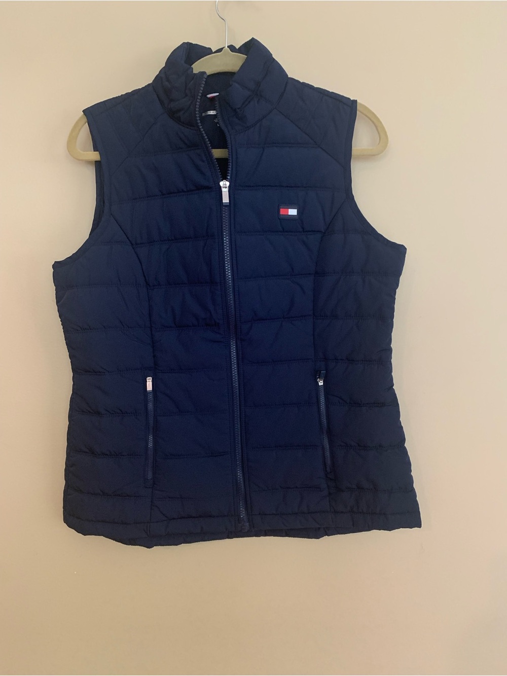 Tommy Hilfiger Navy Quilted Puffer Vest with Signature Flag